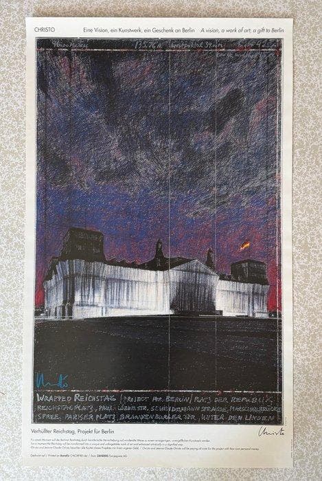 Christo (1935-2020) - Wrapped Reichstag - handsigniert, Antiek en Kunst, Antiek | Overige Antiek