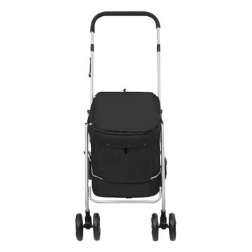 vidaXL Hondenwagen inklapbaar 100x49x96 cm linnenstof zwart, Dieren en Toebehoren, Verzenden, Nieuw