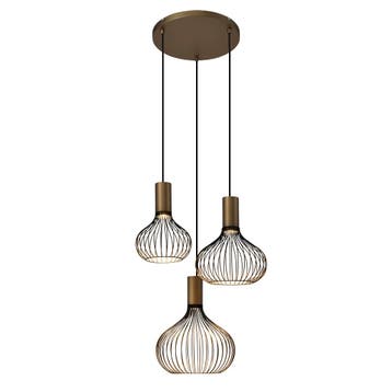 Moderne Hanglampen Isabel 3-lichts Hanglamp Zacht Brons, Verzenden, Nieuw