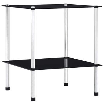 vidaXL Kastje 2-laags 40x40x47 cm gehard glas zwart, Verzenden, Nieuw