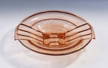 walther glass - Schaal - Zalmroze Art Deco model Sigrid •