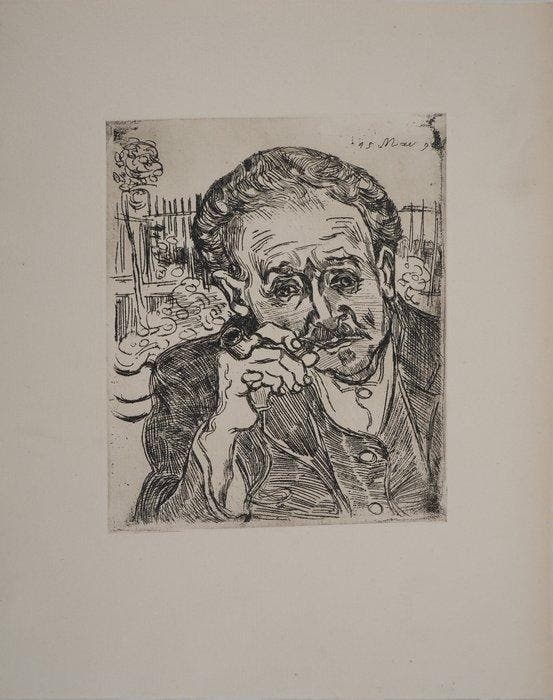 Vincent Van Gogh (1853-1890) (daprès) - Portrait du docteur, Antiek en Kunst, Antiek | Overige Antiek