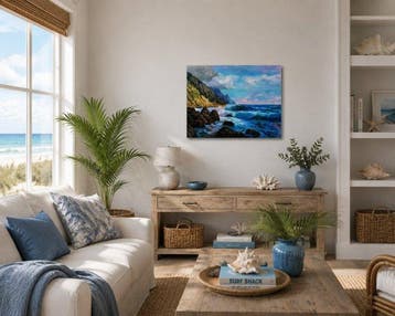 Jean Claude (XX) - NO RESERVE - Vagues contre le rocher, Antiquités & Art, Art | Peinture | Classique