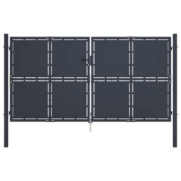 vidaXL Tuinpoort staal 300x125 cm antraciet, Verzenden