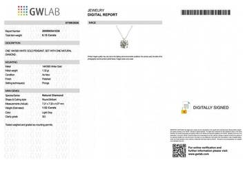 Zonder minimumprijs - Ketting met hanger - 14 karaat Witgoud