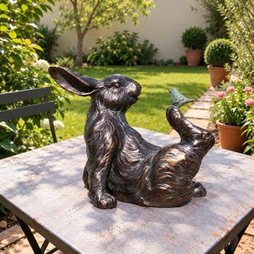 Decoratief ornament - Rabbit & Bird Garden Sculpture