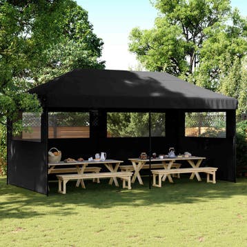 vidaXL Partytent 292 x 580 x 315 cm Zwart Oxford Stof, Verzenden, Nieuw