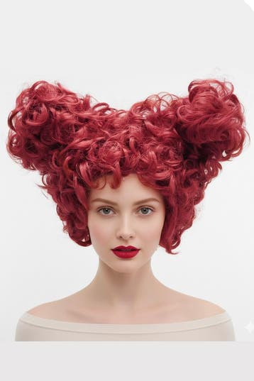 KIMU® Queen of Hearts Pruik Rood Rococo met Gratis 2x Haarne, Kleding | Dames, Ophalen of Verzenden, Nieuw
