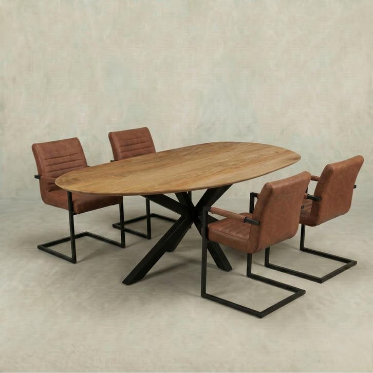 Mangohouten Eettafel Organisch Aislinn 210x100 cm, Huis en Inrichting, Tafels | Eettafels, Nieuw, Overige houtsoorten, Overige vormen