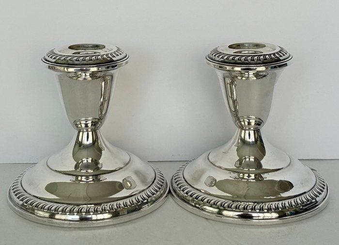 empire - Kaarsenhouder Sterling zilveren kandelaars (2) -, Antiek en Kunst, Antiek | Zilver en Goud