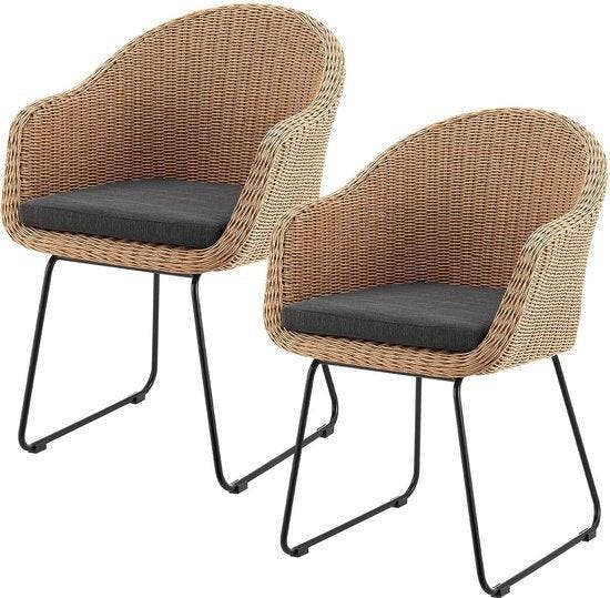 2dekans | Juskys – Cody Rotan Tuinstoelen Set van 2 – 59 x, Tuin en Terras, Tuinsets en Loungesets, Ophalen of Verzenden