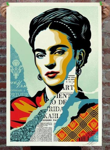 Shepard Fairey (OBEY) (1970) - Frida Kahlo, Antiek en Kunst