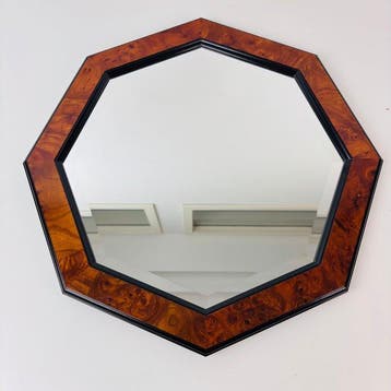 Wandspiegel- Achthoekige wandspiegel - Hout, Glas