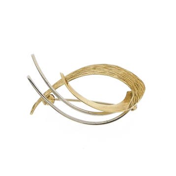 Vintage bicolor gouden broche, Ophalen of Verzenden