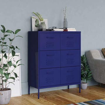 vidaXL Ladekast 80x35x101,5 cm staal marineblauw, Verzenden