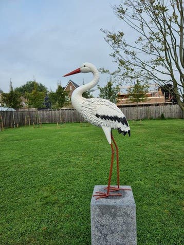 Beeld, XL Metal Garden Stork - metal - 80.5 cm - Metaal, Antiek en Kunst