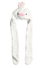 Muts Wanten Wit Konijn Sjaalmuts met Oortjes Witte Haas Bont, Ophalen of Verzenden, Nieuw