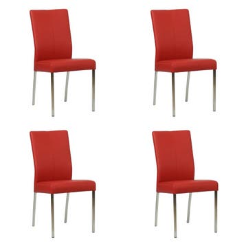 Set van 4 Leren eetkamerstoelen Comfort - Toledo Ducati, Ophalen of Verzenden