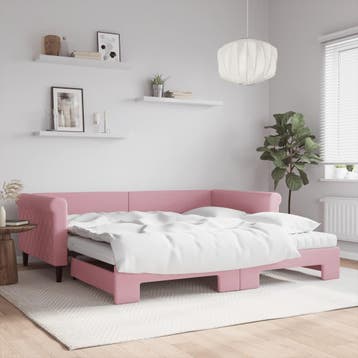 vidaXL Slaapbank onderschuifbed en matrassen 100x200 cm, Verzenden