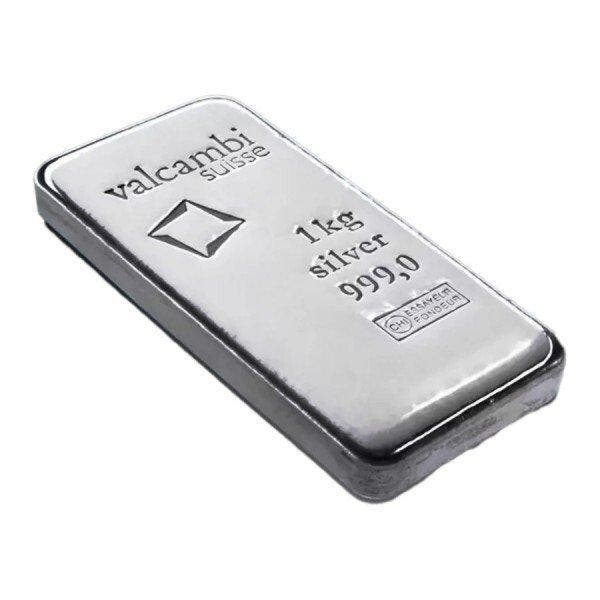1 kilogram - Zilver .999 - 1 Kilo Valcambi Suisse 999 Fine, Postzegels en Munten, Edelmetalen en Baren