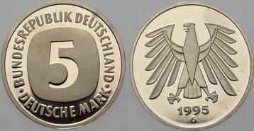 5 duitse Mark 1995 G 5 Mark Kursmunten Bondsrepubliek Dui..., Verzenden