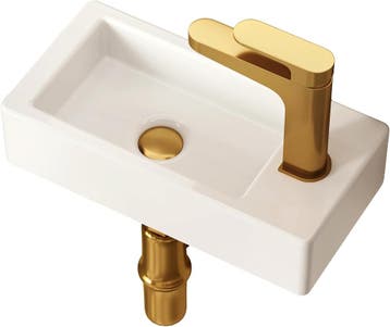 Wastafel - Keramiek - 37x18 cm - Wit - DeerValley, Verzenden, Nieuw