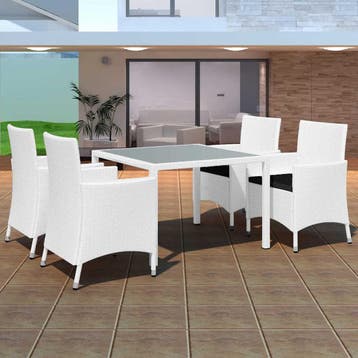 vidaXL 5-delige Tuinset poly rattan crèmewit, Verzenden, Nieuw, Tuinset