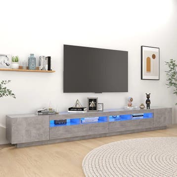 vidaXL Tv-meubel met LED-verlichting 300x35x40 cm betongrijs, Verzenden, Nieuw