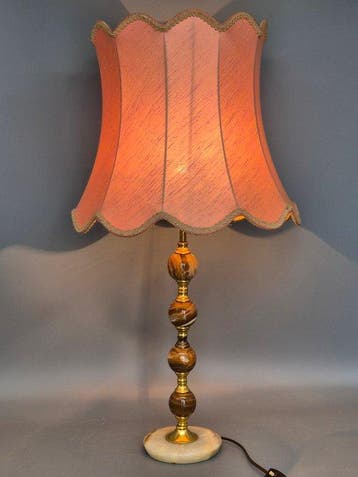 Klassische Tischleuchte – Onyx-Marmor & Messing mit