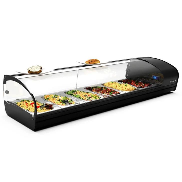 Tapasvitrine | SHARK | Zwart | 6x 1/3 GN | +2°C/+6°C |, Zakelijke goederen, Horeca | Keukenapparatuur, Nieuw in verpakking, Verzenden