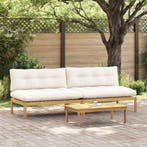 vidaXL Midden Sofa Eenheid Licht Acacia en Crèmekleurig Wit, Verzenden