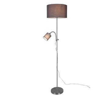 Trio OWEN vloerlamp | E27 Fitting | nikkel mat met grijs | 3, Verzenden, Nieuw