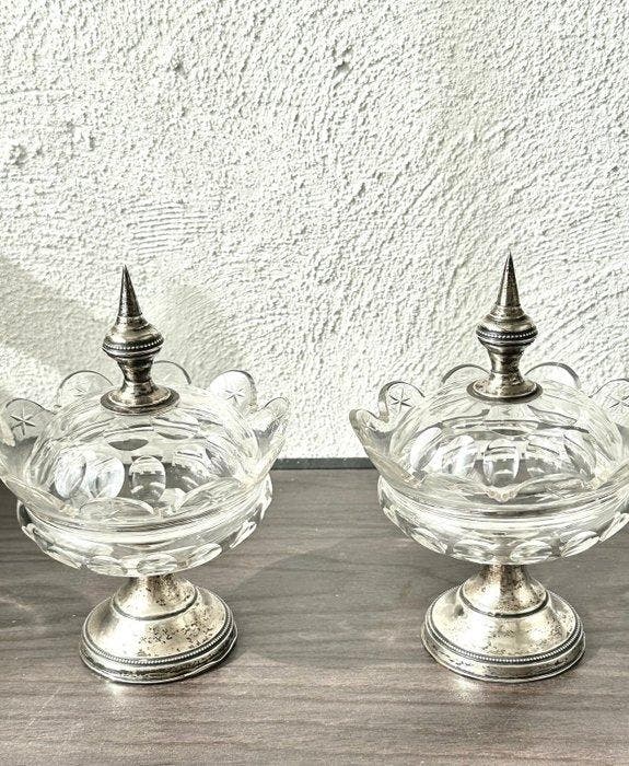 No reserve-Twee grote 19e eeuwse geslepen kristallen, Antiek en Kunst, Antiek | Zilver en Goud