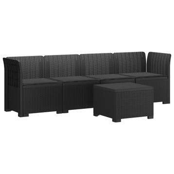 vidaXL 4-Zits Tuin Sofa met Kussens Rieten Look PP Antraciet, Verzenden