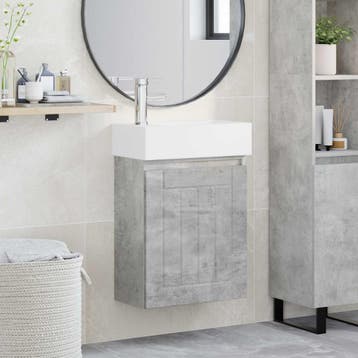 vidaXL Badkamermeubel met kraan Betongrijs 45,5 x 25,5 x 84, Verzenden, Nieuw