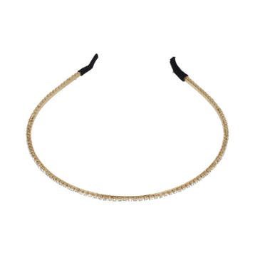 Haarband Diadeem 0,3cm – 1 Rij Strass Steentjes – Metaal –, Nieuw