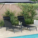 vidaXL Zonligstoelen 2-persoon 3 pcs Zwart en Anthraciet, Verzenden