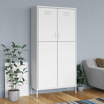 vidaXL Kledingkast 90x50x180 cm staal wit, Verzenden