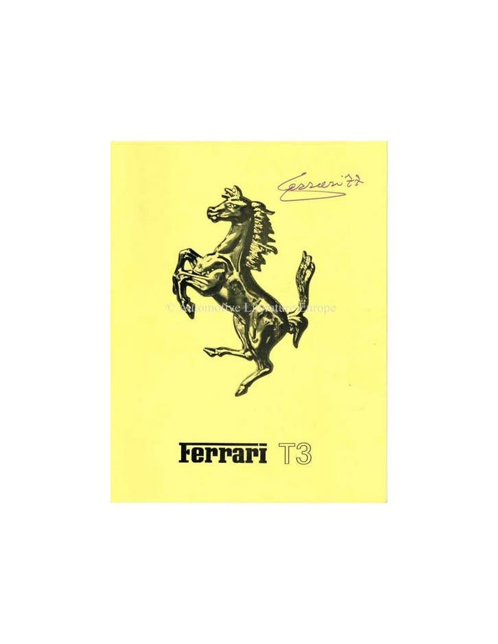 1977 FERRARI 312 / T3 BROCHURE ITALIAANS, Boeken, Auto's | Folders en Tijdschriften, Ophalen of Verzenden