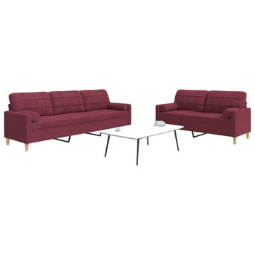 vidaXL 2-delige Loungeset met sierkussens stof wijnrood, Verzenden, Nieuw