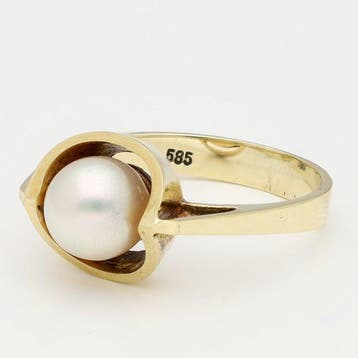 Ring - 14 karaat Geel goud Parel