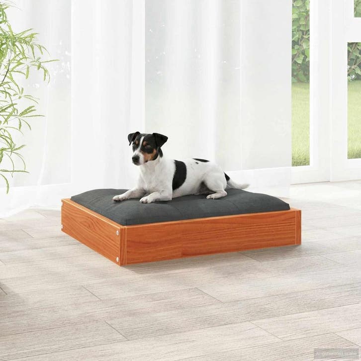vidaXL Hondenbed Wasbruin 51,5 x 44 x 9 cm Massief vurenhout, Dieren en Toebehoren, Honden-accessoires, Nieuw, Verzenden