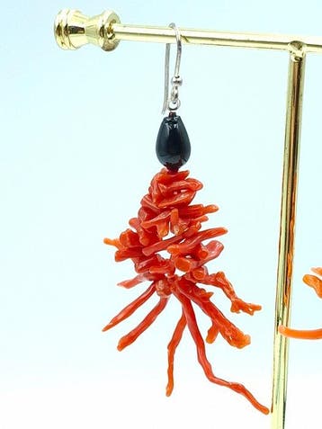 Koraal - Zilver - Oorbellen - Ancient Orange Coral