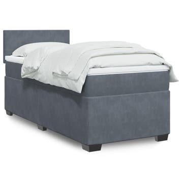 vidaXL Boxspring met matras fluweel donkergrijs 1-persoons, Verzenden, Nieuw