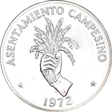 Panama. 5 Balboas 1972 Asentamiento Campesino  1,2 Oz