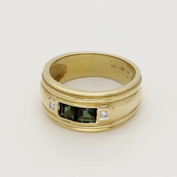 Ring - 18 karaat Geel goud Toermalijn - Diamant