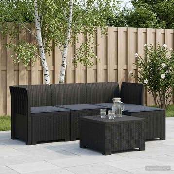 vidaXL 4-Zitter Tuin Sofa met Kussens Rattan Look PP, Verzenden