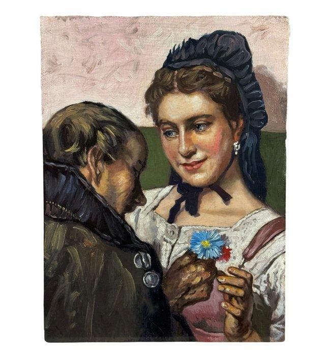 Italiaanse school (XX) - Due personaggi, da Theodore Gerard, Antiek en Kunst, Kunst | Schilderijen | Klassiek