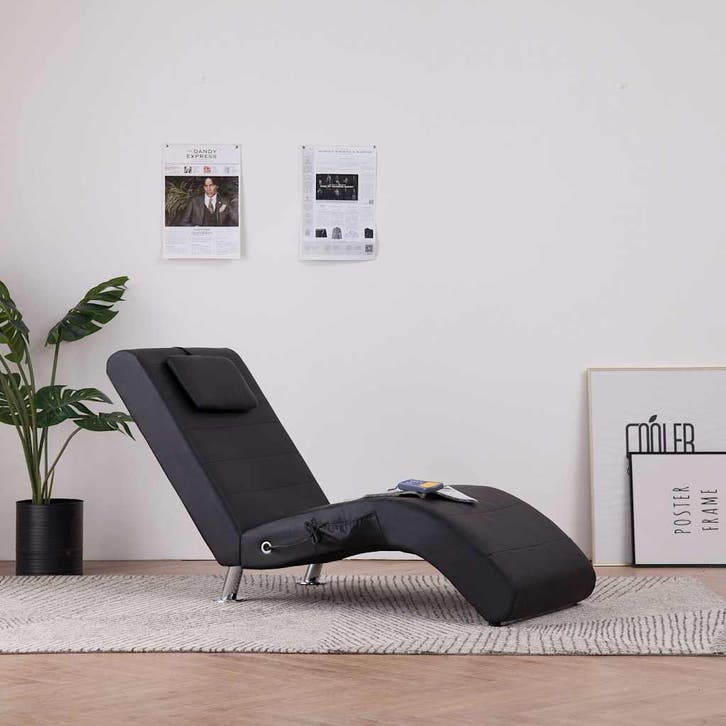 vidaXL Massage chaise longue met kussen kunstleer zwart, Maison & Meubles, Canapés | Sofas & Chaises Longues, Envoi