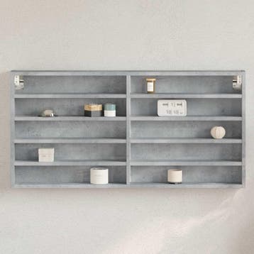vidaXL Vitrinekast 100x8,5x50 cm bewerkt hout betongrijs, Verzenden, Nieuw